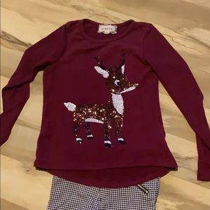 Girls fleece top and houndstooth riding pants